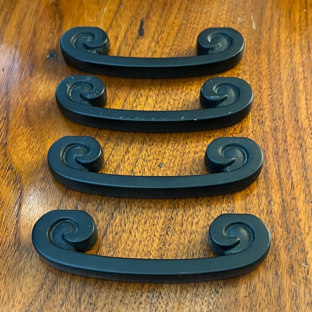 4 black metal drawer cabinet handles 3 inch